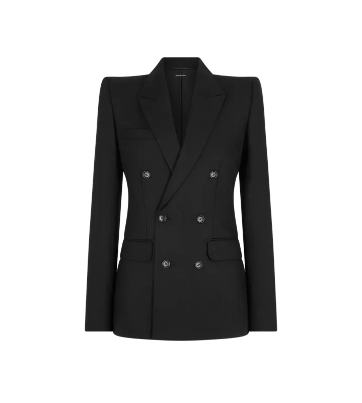 SHARP HERRINGBONE DOUBLE BREASTED JACKET BLACK online